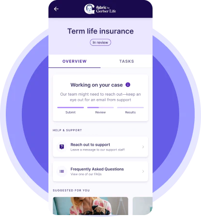 An image of a Term life insurance product in Fabric App.