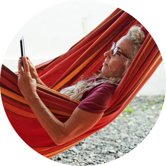 An older woman on the hammock