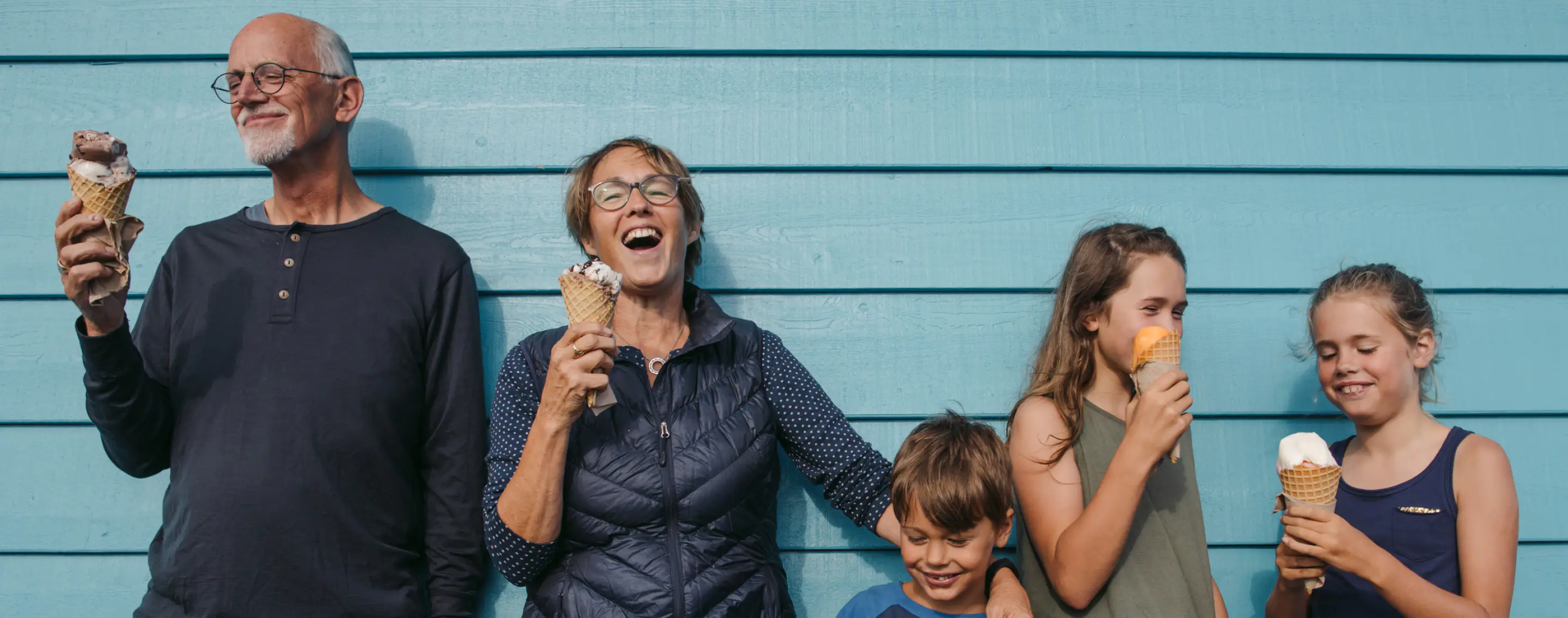 Family laughing.